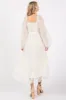 Cream Mesh Tiered Long Sleeve Maxi Dress sold by Pinkblush