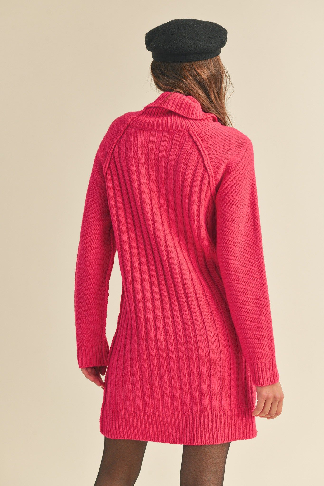 Fuchsia Turtleneck Sweater Dress sold by Pinkblush product image thumbnail 3