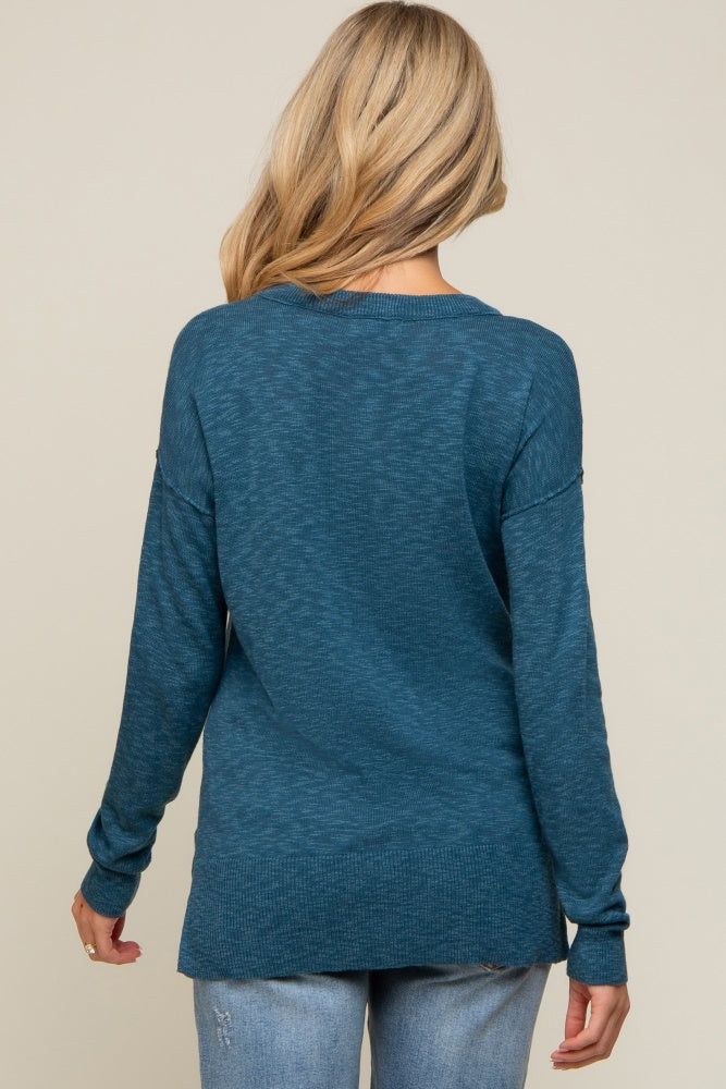 Teal Knit Long Sleeve Maternity Top sold by Pinkblush product image thumbnail 3