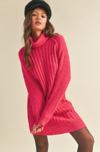 Fuchsia Turtleneck Sweater Dress sold by Pinkblush