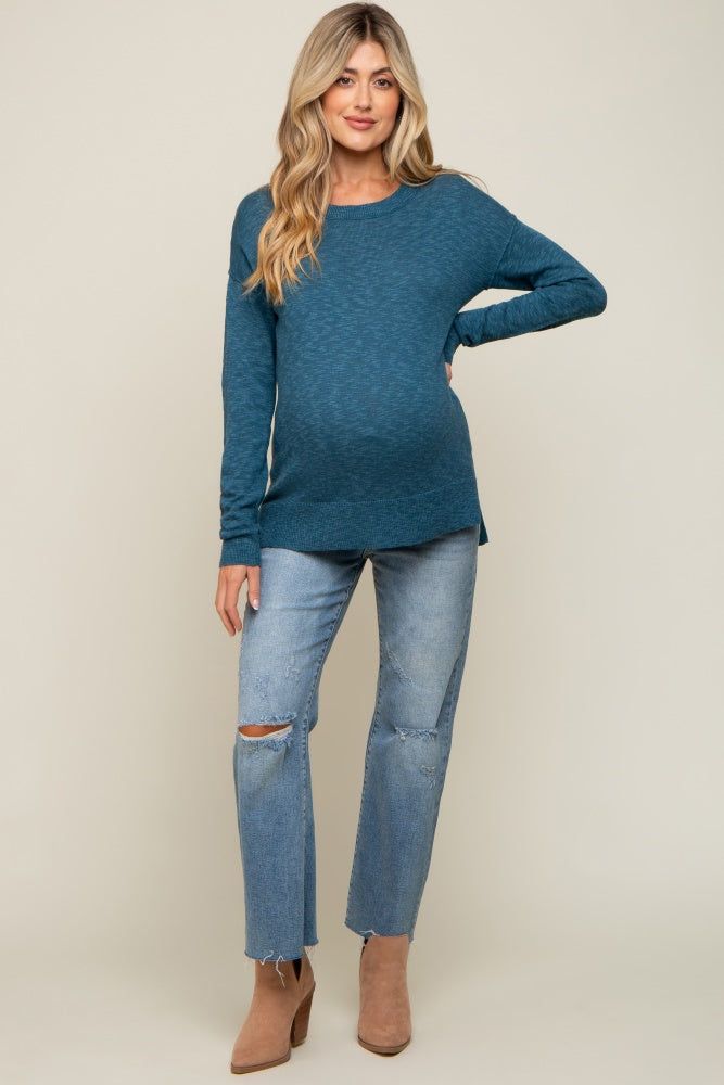 Teal Knit Long Sleeve Maternity Top sold by Pinkblush product image thumbnail 4