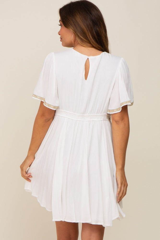 Ivory Embroidered V-Neck Maternity Dress sold by Pinkblush product image thumbnail 3