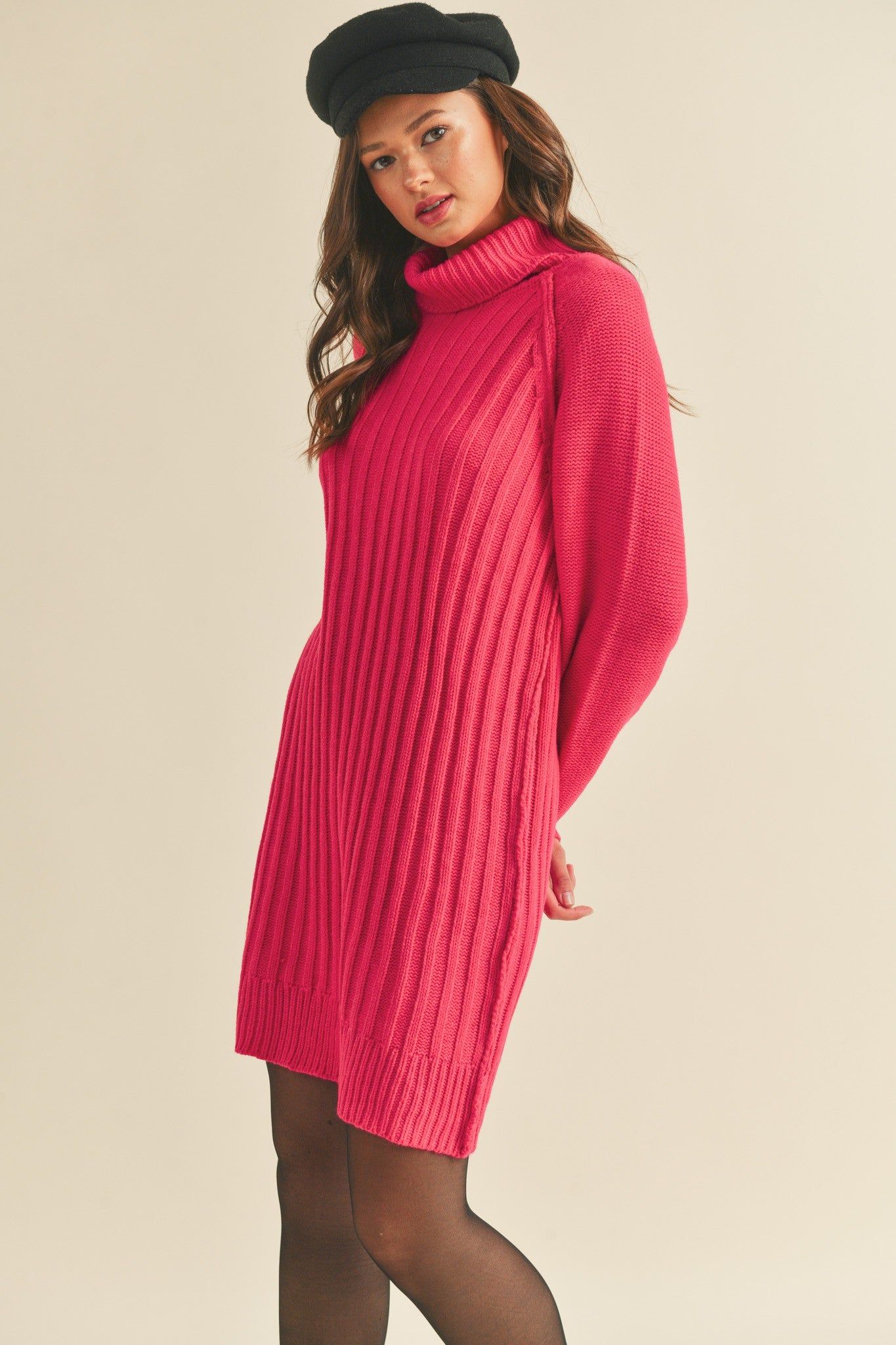 Fuchsia Turtleneck Sweater Dress sold by Pinkblush product image thumbnail 2