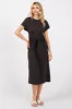 Black Tie Front Round Neck Knit Maternity Midi Dress sold by Pinkblush