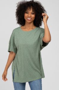 Olive Knit Oversized Maternity Top sold by Pinkblush