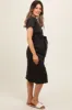 Black Tie Front Round Neck Knit Maternity Midi Dress sold by Pinkblush