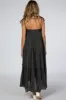Charcoal Tie Strap Ruffle Maternity Maxi Dress sold by Pinkblush