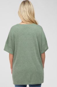 Olive Knit Oversized Maternity Top sold by Pinkblush