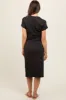 Black Tie Front Round Neck Knit Maternity Midi Dress sold by Pinkblush