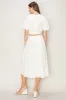 Off White Bubble Sleeve Midi Dress sold by Pinkblush