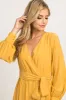 Yellow Chiffon Long Sleeve Pleated Maxi Dress sold by Pinkblush