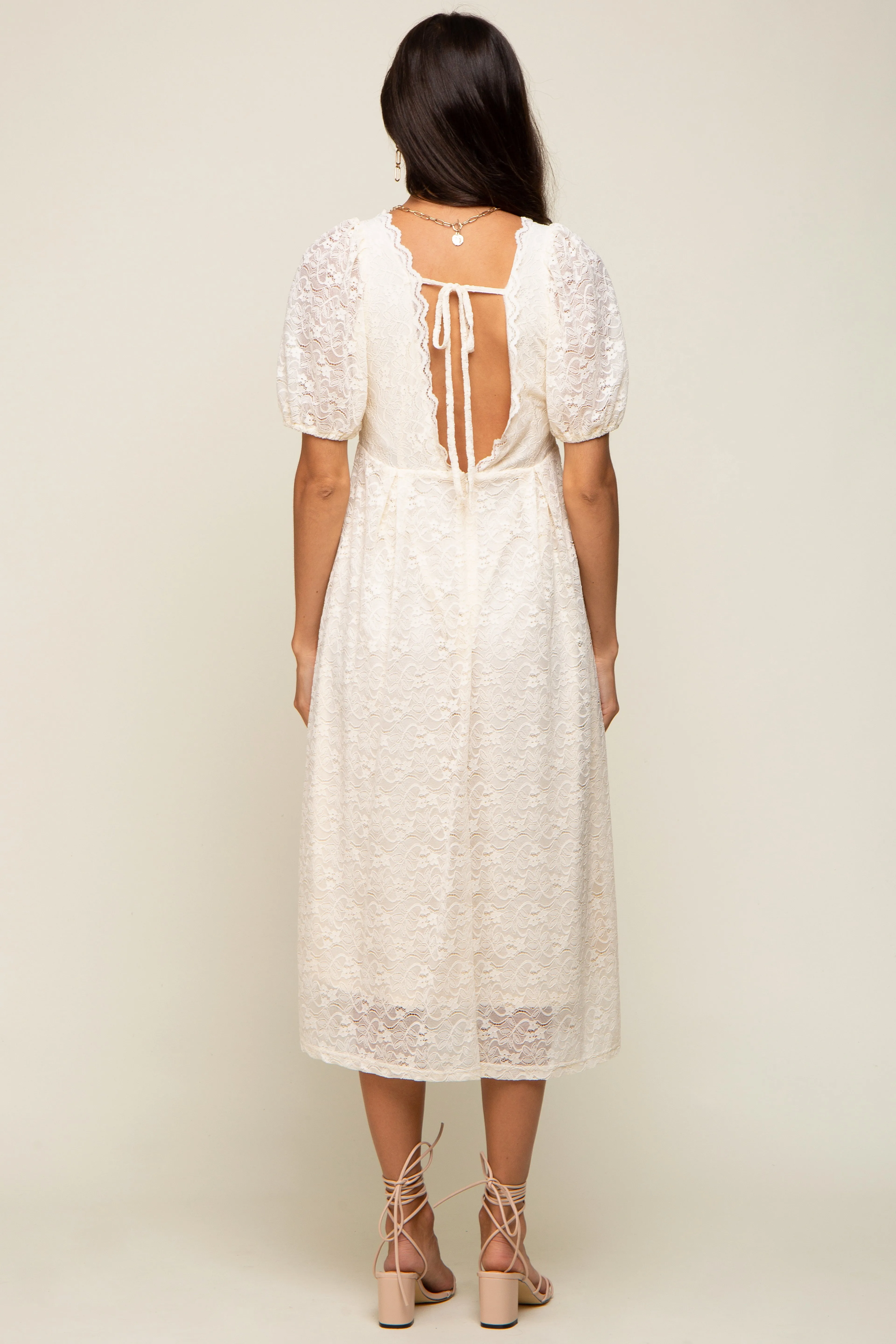 Cream Lace Cutout Midi Dress sold by Pinkblush product image thumbnail 3