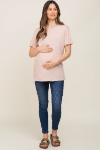Light Pink Oversized Short Sleeve Maternity Top sold by Pinkblush