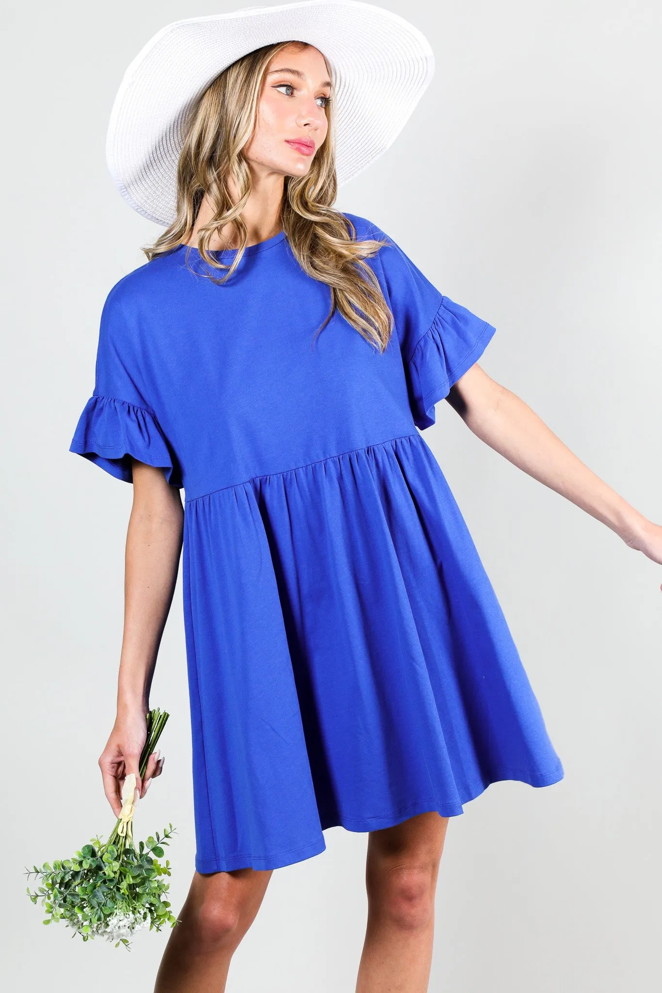 Royal Blue Ruffle Sleeve Dress sold by Pinkblush product image thumbnail 2
