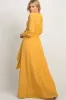 Yellow Chiffon Long Sleeve Pleated Maxi Dress sold by Pinkblush