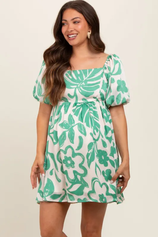 Jade Floral Puff Sleeve Maternity Dress sold by Pinkblush