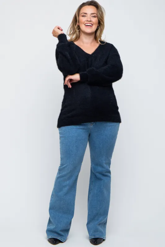 Blue Flared Maternity Plus Jeans made by Pinkblush