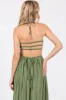 Olive Smocked Halter Cutout Maxi Dress sold by Pinkblush