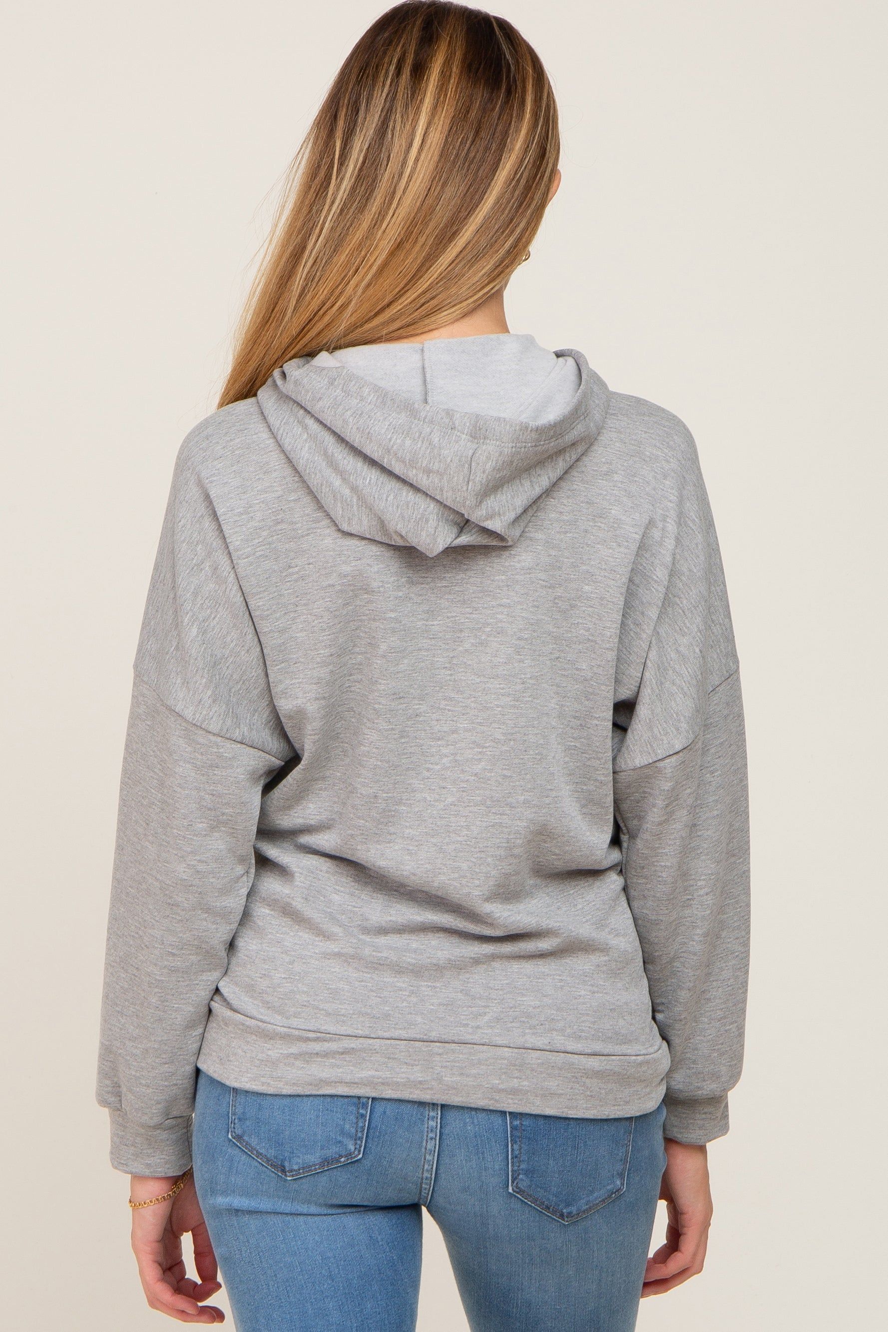 Heather Grey Hooded Maternity Sweatshirt sold by Pinkblush product image thumbnail 3