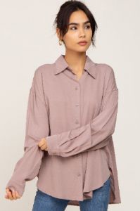 Mocha Oversized Button Down Maternity Blouse sold by Pinkblush