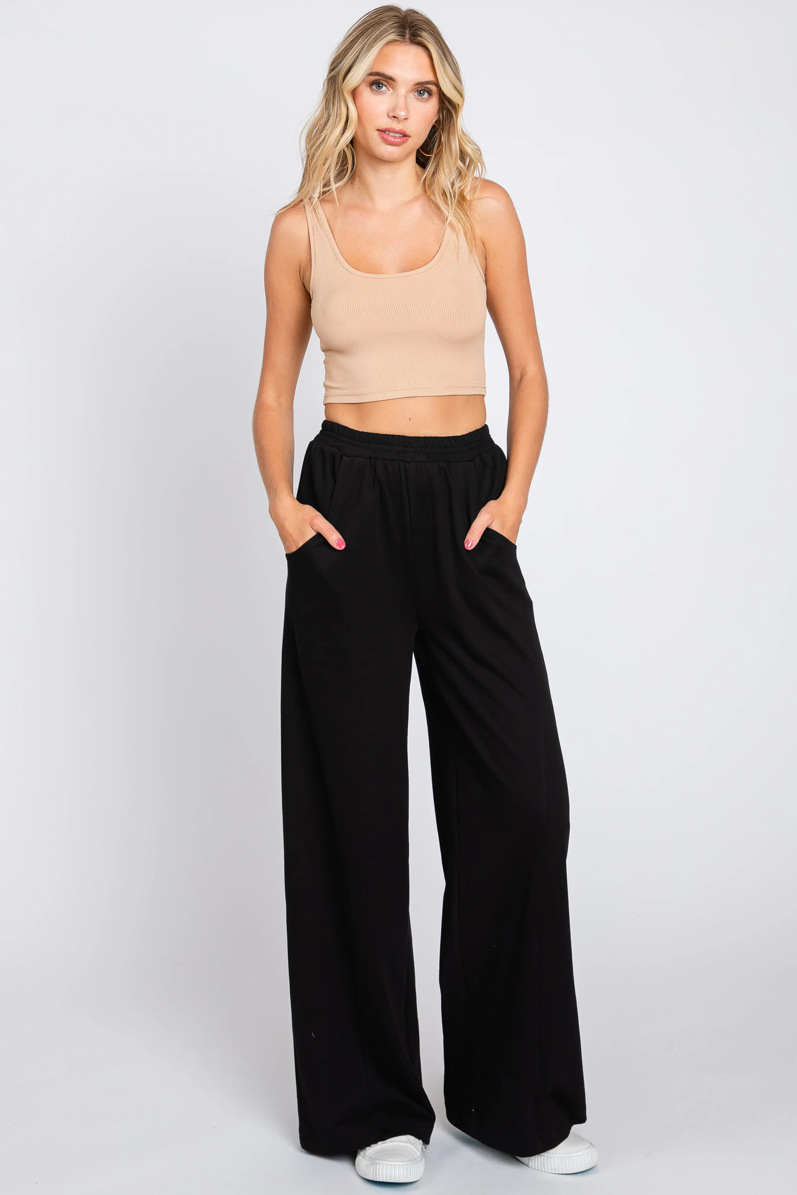 Black Basic Wide Leg Lounge Pants sold by Pinkblush product image thumbnail 5