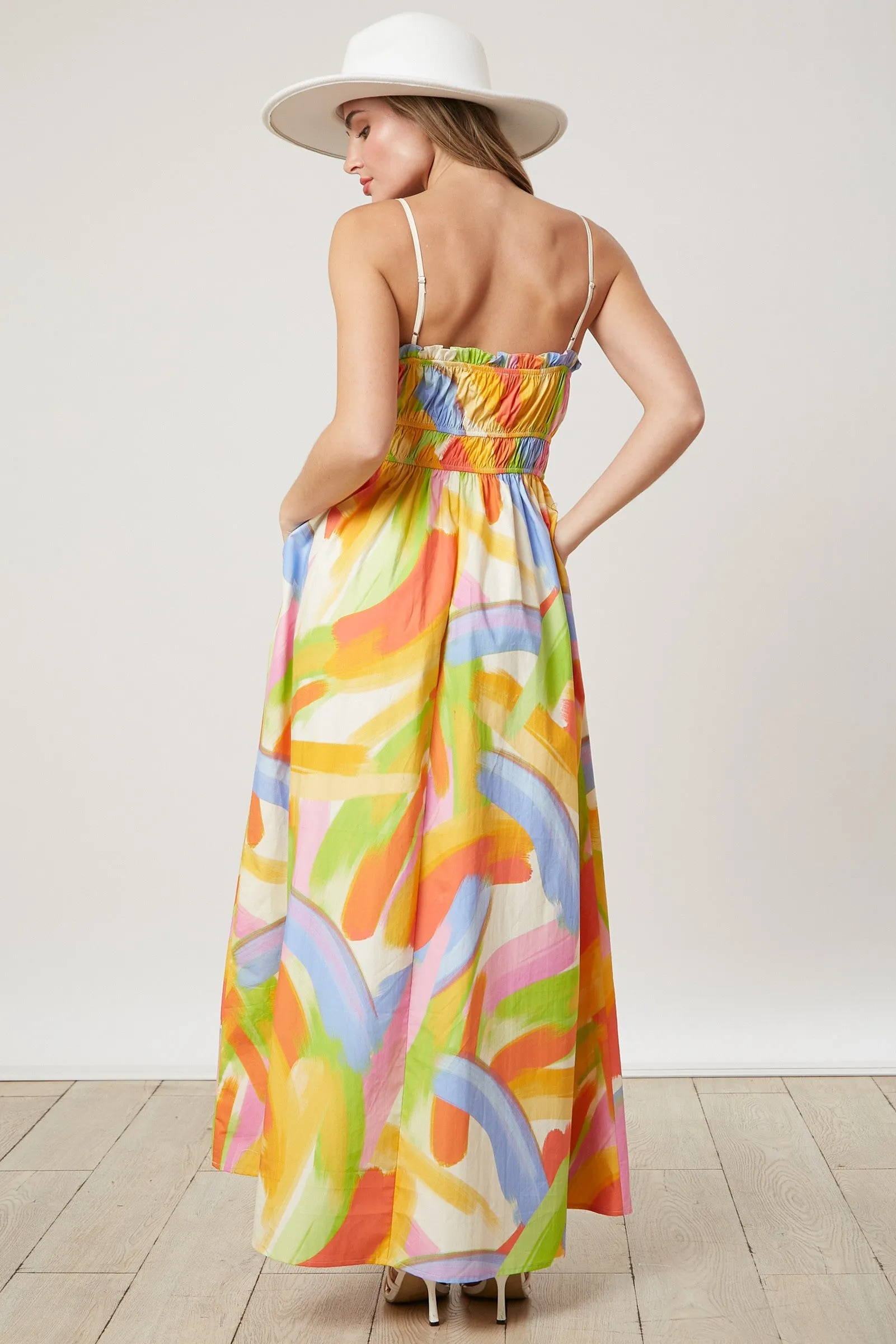 White Abstract Print Pleated Bodice Maxi Dress sold by Pinkblush product image thumbnail 4