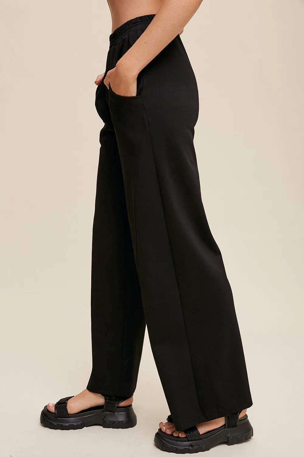 Black Basic Wide Leg Lounge Pants sold by Pinkblush product image thumbnail 3
