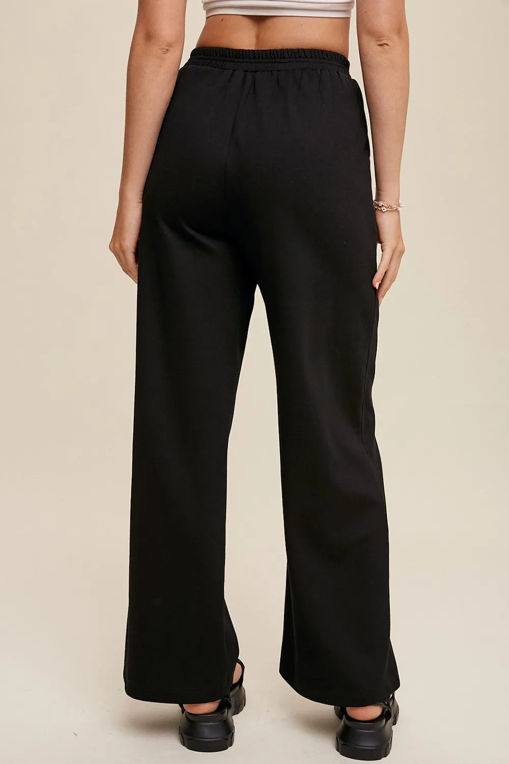 Black Basic Wide Leg Lounge Pants sold by Pinkblush product image thumbnail 4