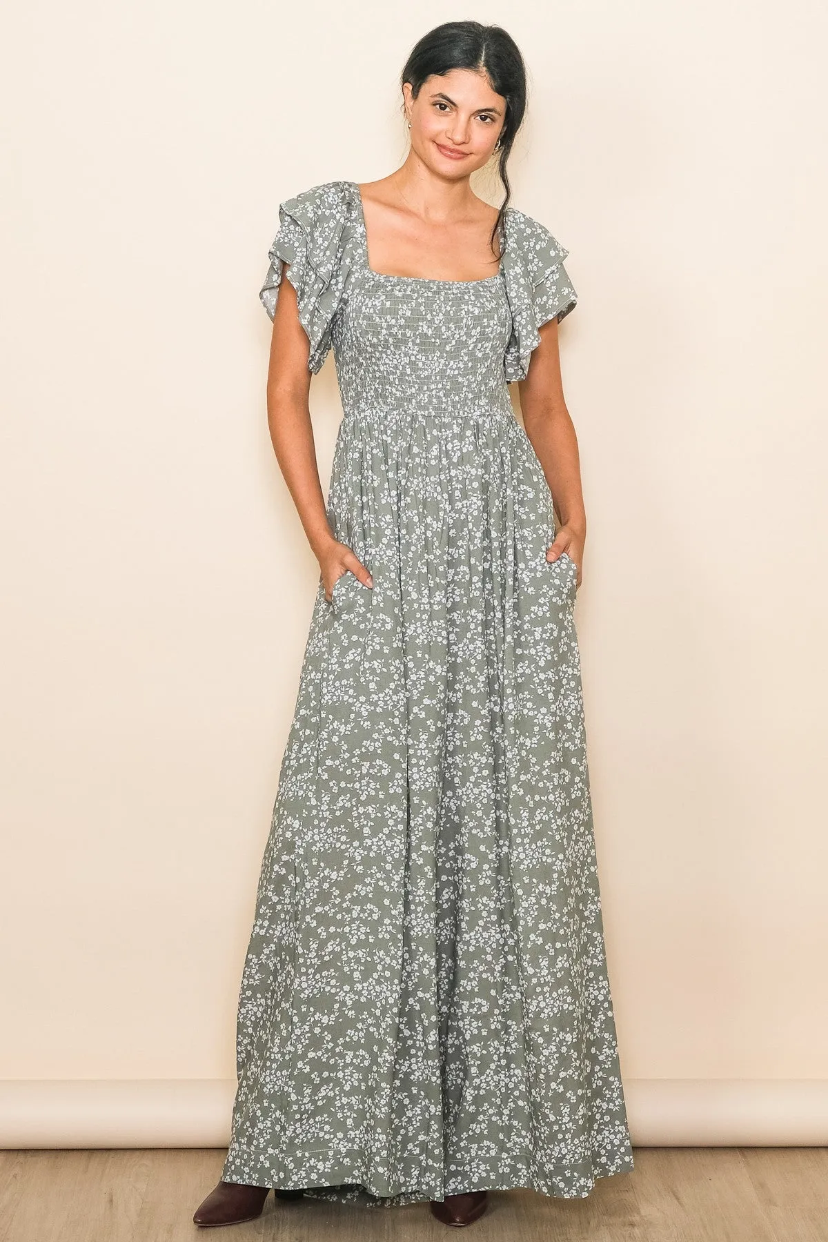 Green Floral Maternity Jumpsuit sold by Pinkblush product image thumbnail 3