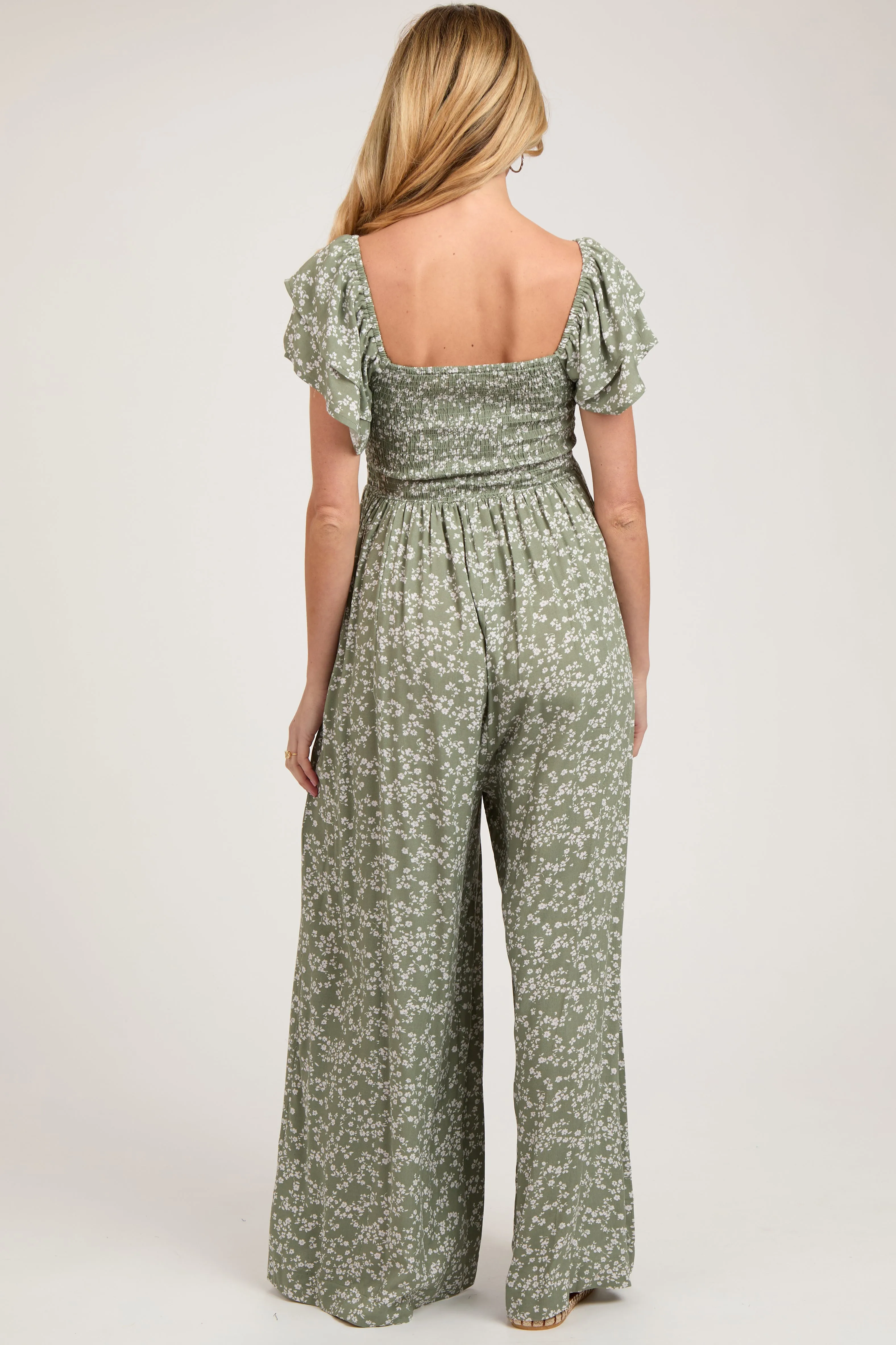 Green Floral Maternity Jumpsuit sold by Pinkblush product image thumbnail 2