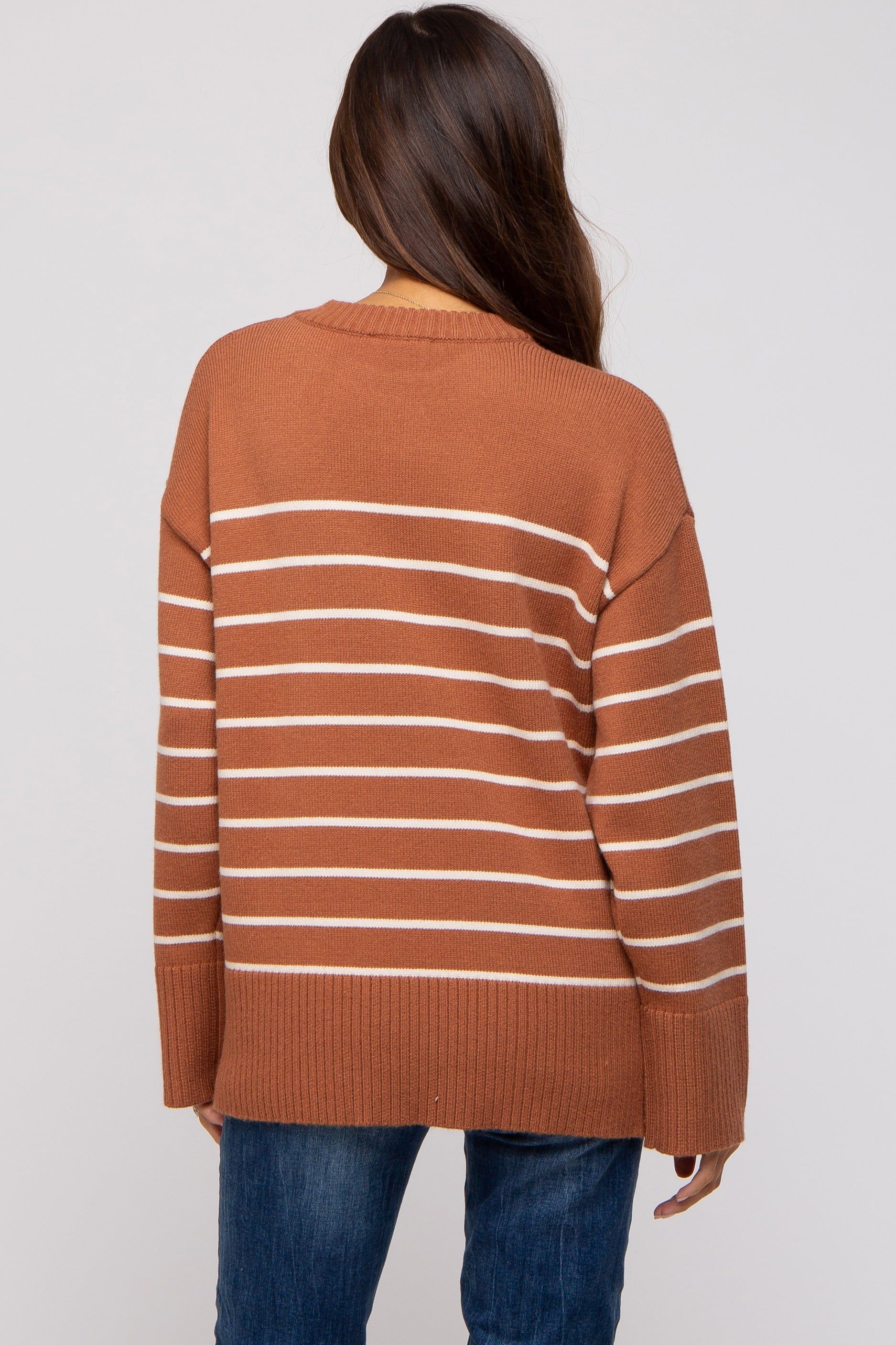 Camel Striped Maternity Sweater sold by Pinkblush product image thumbnail 3