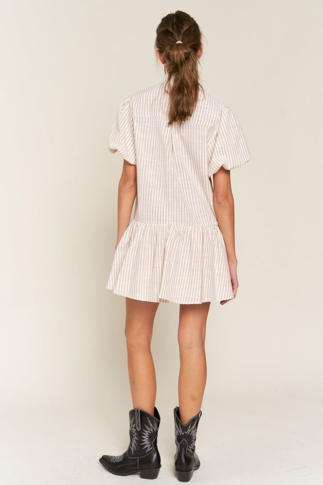 Beige Stripe Mini Dress sold by Pinkblush product image thumbnail 3