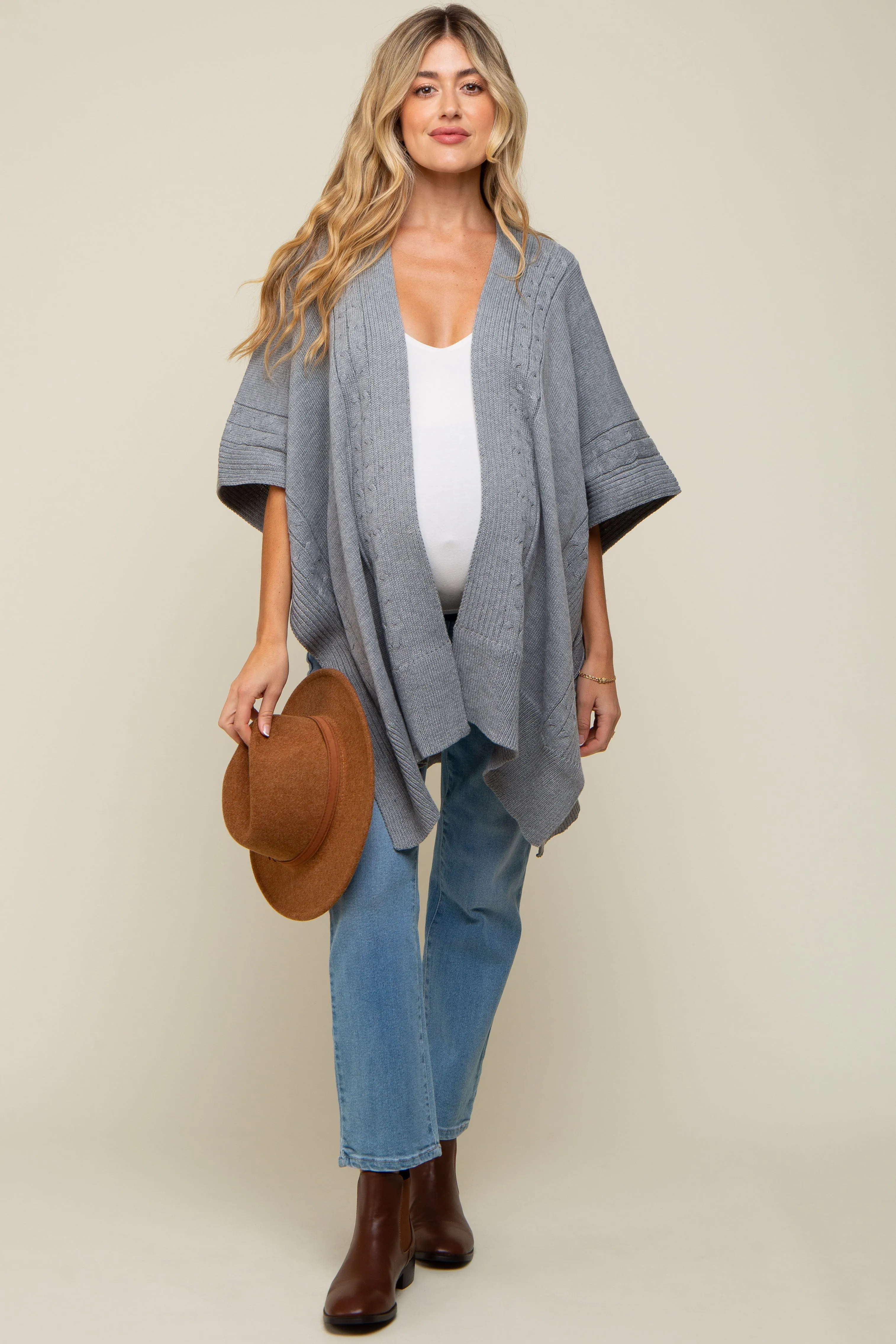 Heather Draped Cable Knit Dolman Sleeve Maternity Cardigan sold by Pinkblush product image thumbnail 4