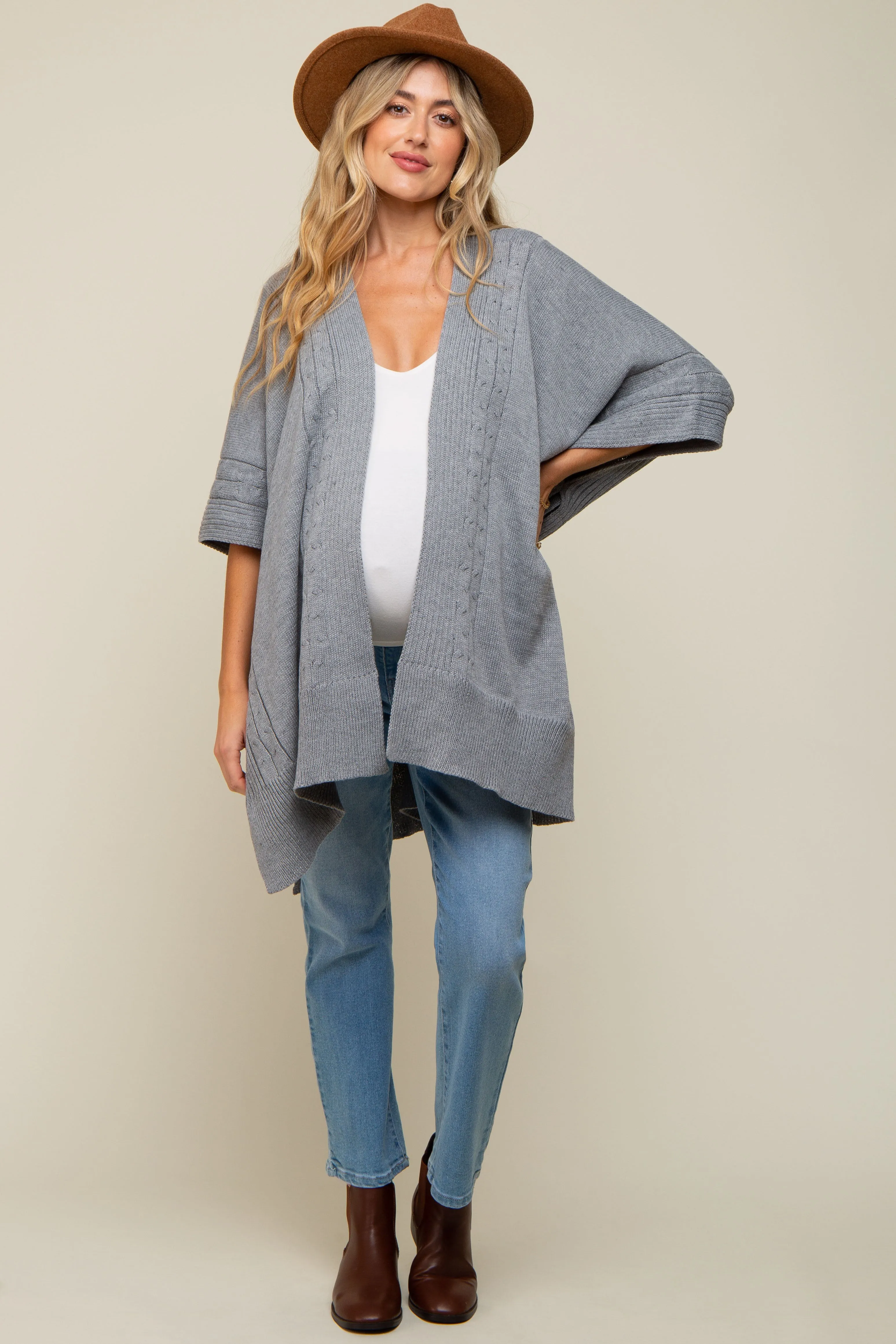 Heather Draped Cable Knit Dolman Sleeve Maternity Cardigan sold by Pinkblush product image thumbnail 5