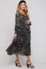 Black Floral Chiffon Sweetheart Neck Ruffle Tiered Maternity Midi Dress sold by Pinkblush