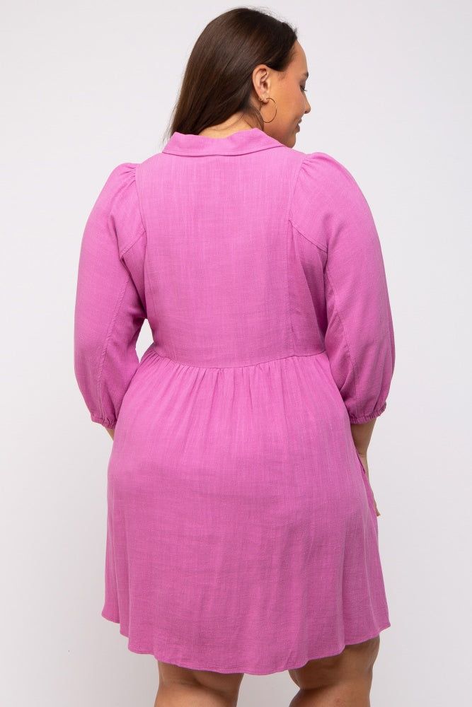 Pink Button Down Collared Plus Dress sold by Pinkblush product image thumbnail 4