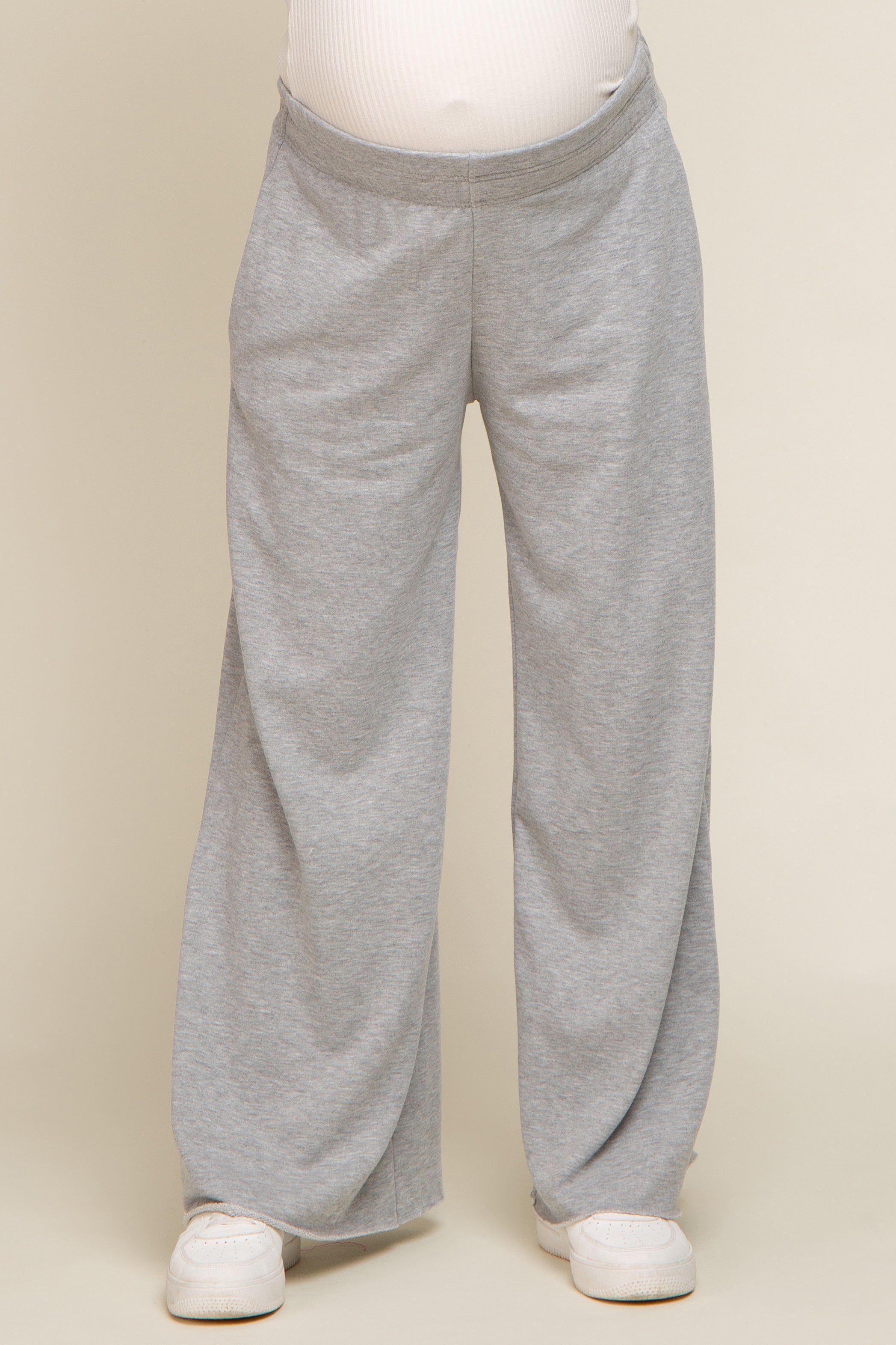 Heather Grey Soft Fleece Wide Leg Maternity Lounge Pants sold by Pinkblush product image thumbnail 2