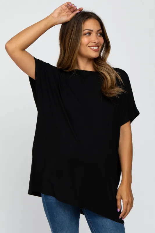 Black Short Sleeve Boatneck Maternity Top sold by Pinkblush