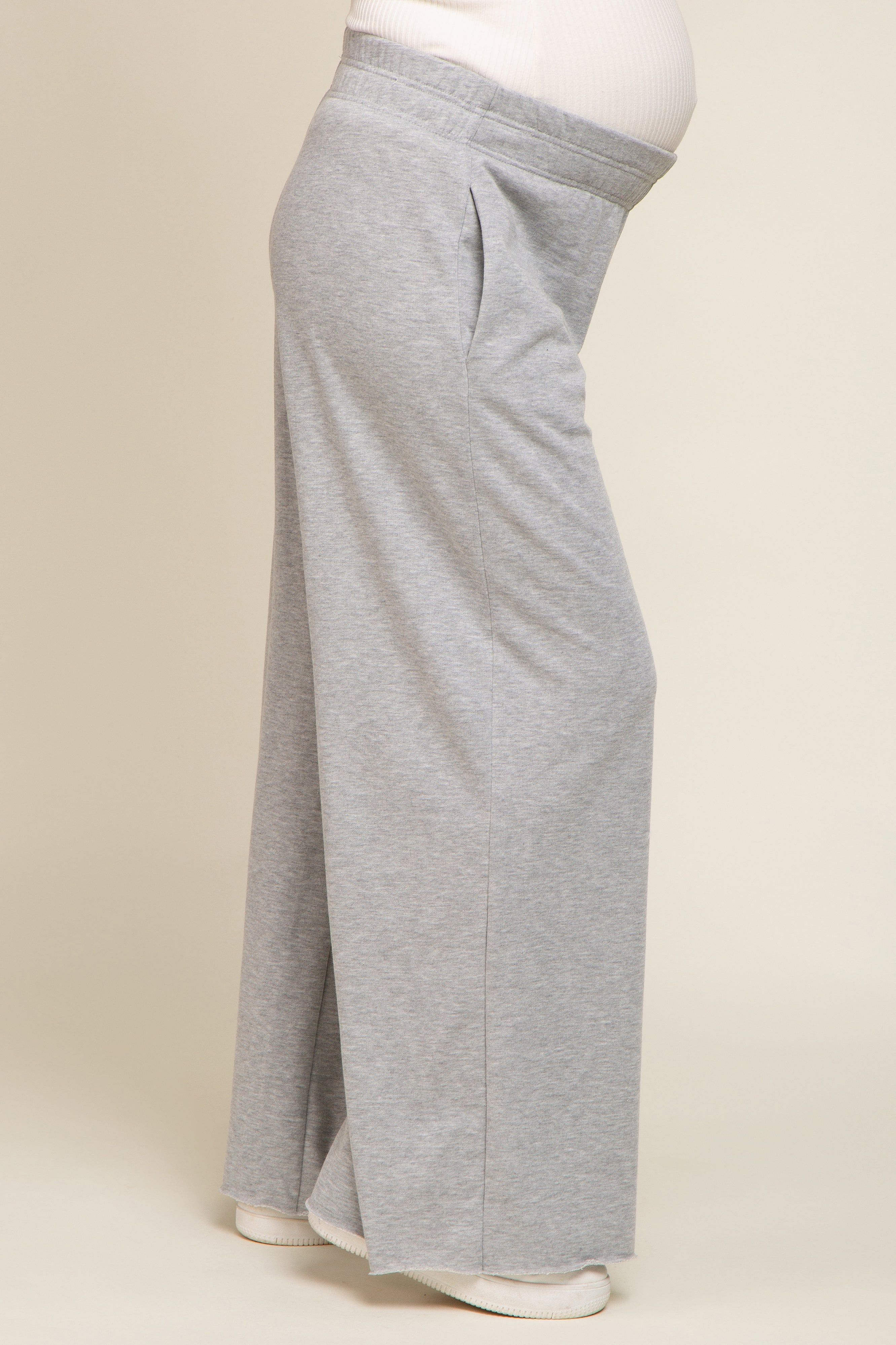 Heather Grey Soft Fleece Wide Leg Maternity Lounge Pants sold by Pinkblush product image thumbnail 3