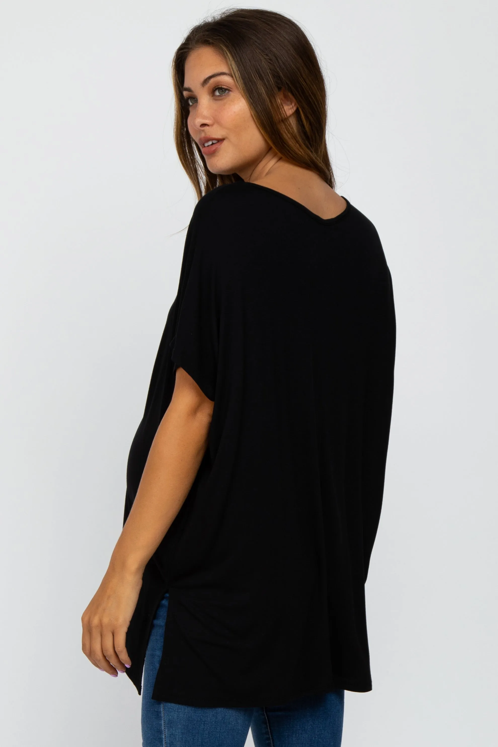 Black Short Sleeve Boatneck Maternity Top sold by Pinkblush product image thumbnail 2