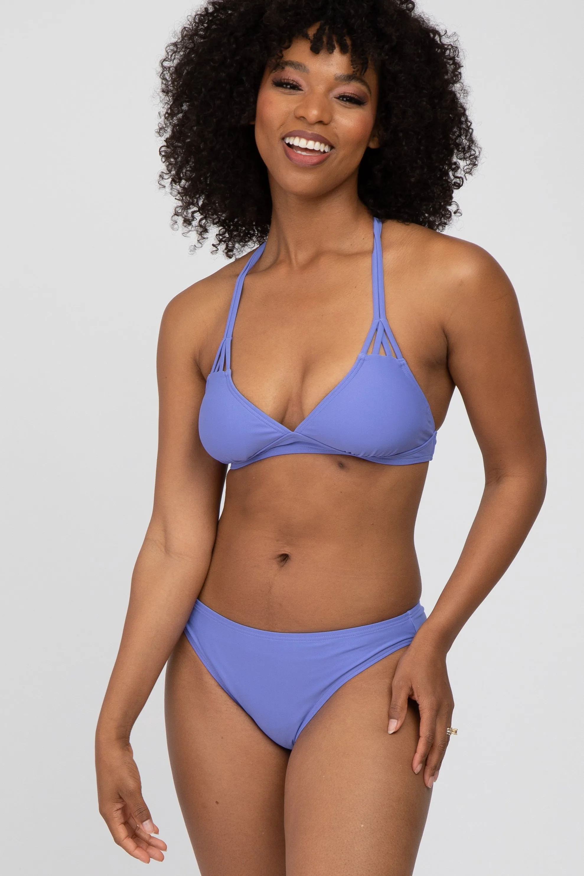 Periwinkle Strappy Two-Piece Bikini Set sold by Pinkblush
