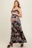 Black Floral Front Tie Maternity Maxi Dress sold by Pinkblush