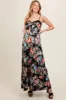 Black Floral Front Tie Maternity Maxi Dress sold by Pinkblush