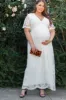PinkBlush White Lace Mesh Overlay Plus Maternity Maxi Dress sold by Pinkblush