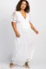 PinkBlush White Lace Mesh Overlay Plus Maternity Maxi Dress sold by Pinkblush