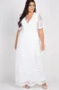 PinkBlush White Lace Mesh Overlay Plus Maternity Maxi Dress sold by Pinkblush