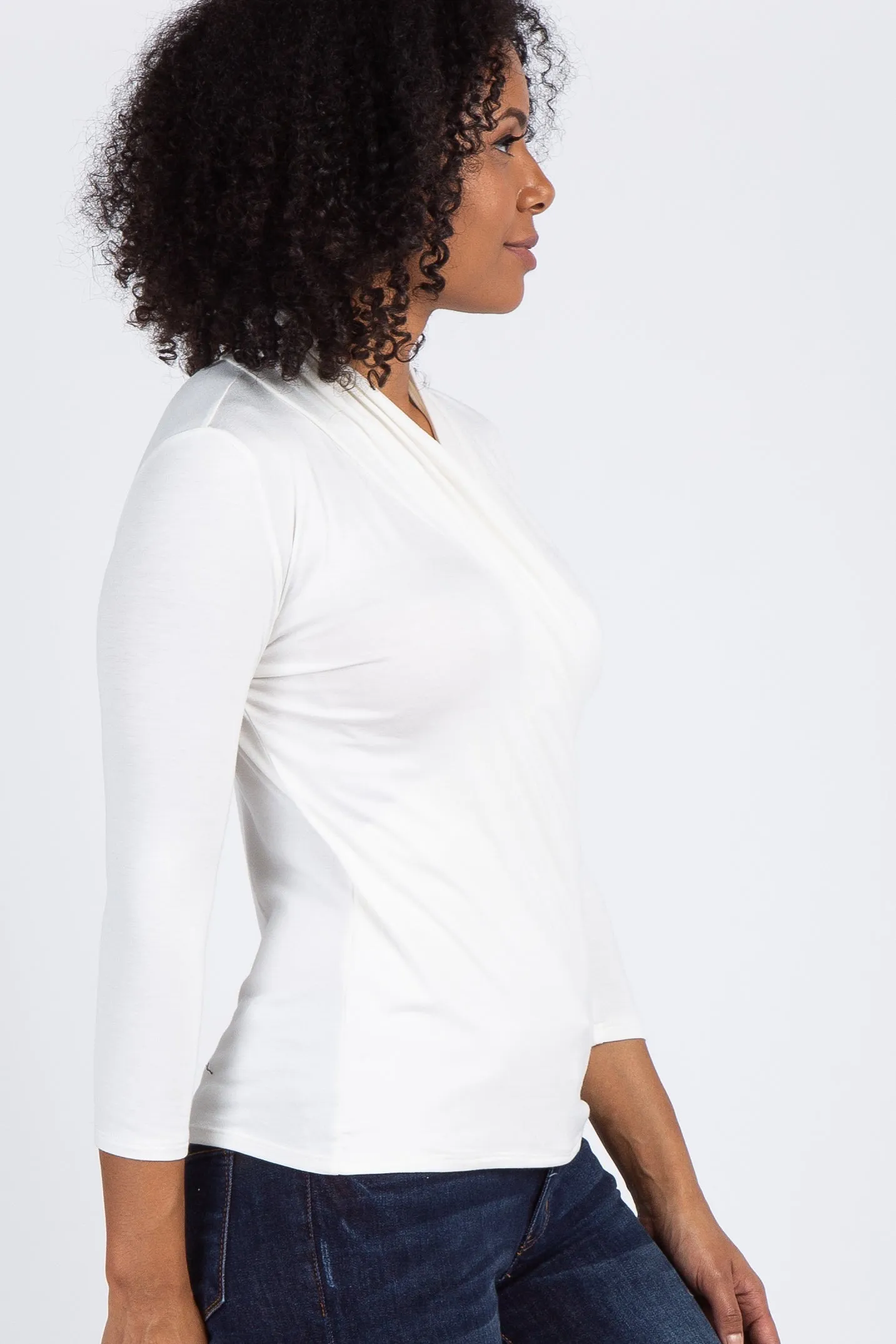 Ivory Long Sleeve Wrap Nursing Top sold by Pinkblush product image thumbnail 3