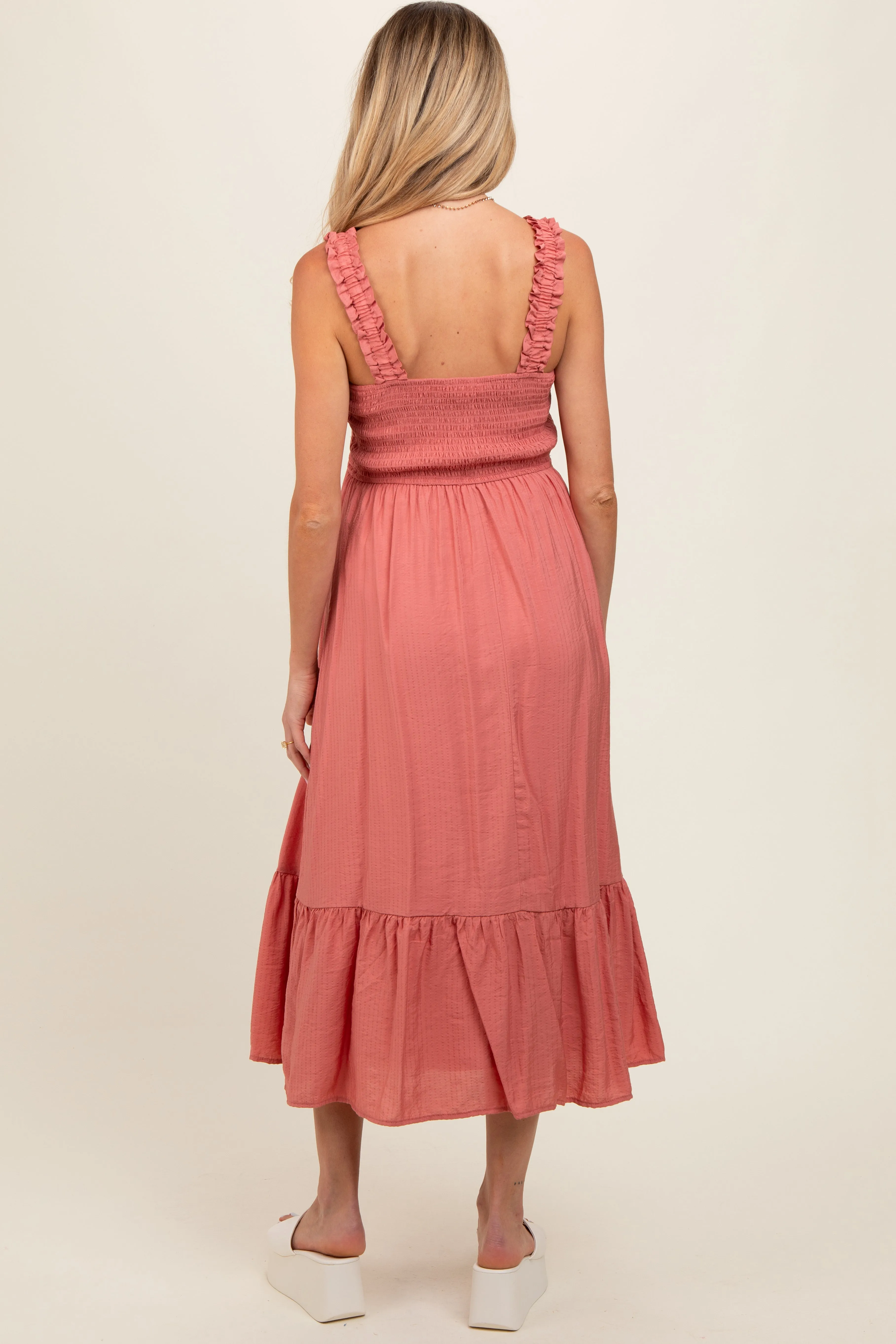 Rust Smocked Bodice Maternity Maxi Dress sold by Pinkblush product image thumbnail 4