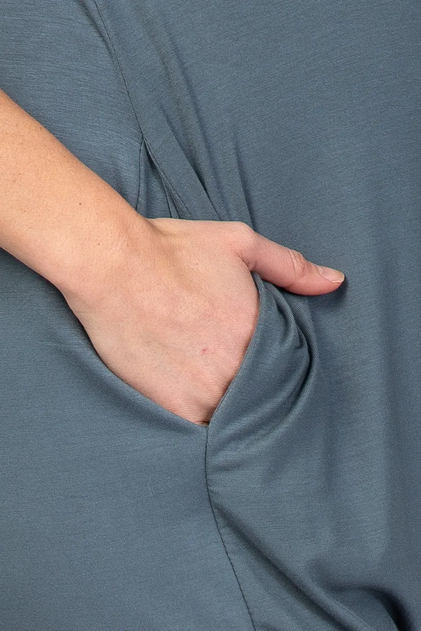 Dark Teal Basic Short Sleeve Maternity Jumpsuit sold by Pinkblush product image thumbnail 5