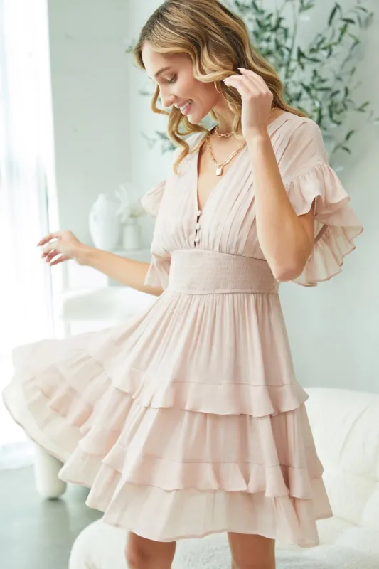 Nude Blush Ruffle Tiered Dress sold by Pinkblush
